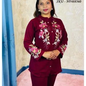 Woolen Parsi Work Co-Ord Set for Women