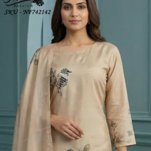 Shimmer Silk Figure Print 3-Piece Suit for Women