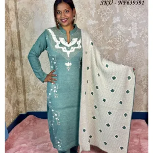 Knitted Warm Woolen Halterneck Hand-Touch Work Suit – 3-Piece Set for Women