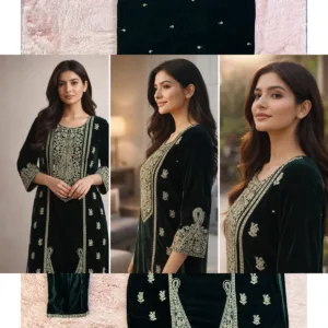 Velvet Zari Work 3-Piece Suit for Women