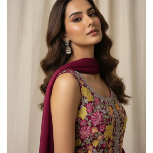 Rangoli Resham Work Crop Top with Sharara