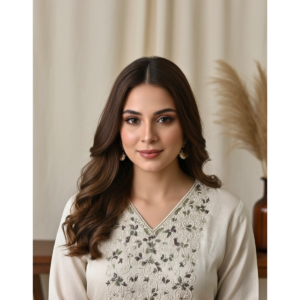 Close-up of Chinon Brush Print Suit showing texture