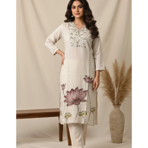 Full-body view of Chinon Brush Print Suit for women