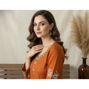 Close-up of Crepe Bead Work Suit showing bead detail