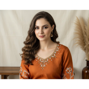 Close-up of Crepe Bead Work Suit showing bead detail