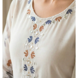 Digital Print Palazzo Set Off White kurti print detail