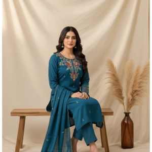 Full-body view of Organza Bead Work Suit for women