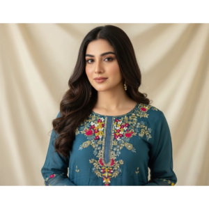 Close-up of Organza Bead Work Suit showing beads