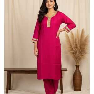 Full-body view of Raw Silk Contrast Suit for women