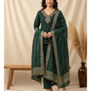 Full-body view of Raw Silk Banarasi Suit for women