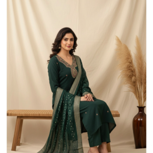 Full-body view of Raw Silk Banarasi Suit for women