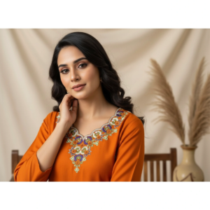 Roman Silk Hand-Work Suit with Organza Dupatta