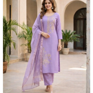 Roman Silk Suit Gold Handwork showing intricate floral thread embroidery