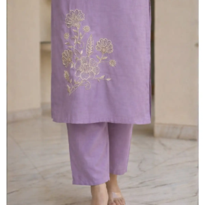 Roman Silk Suit Gold Handwork showing intricate floral thread embroidery