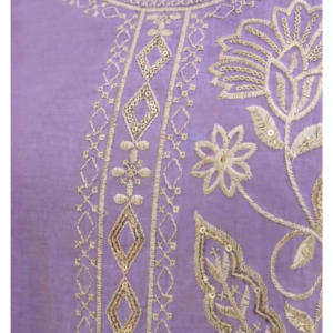 Roman Silk Suit Gold Handwork showing intricate floral thread embroidery