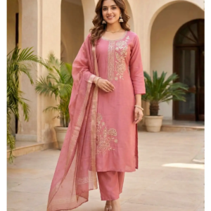 Roman Silk Suit Gold Handwork showing intricate floral thread embroidery