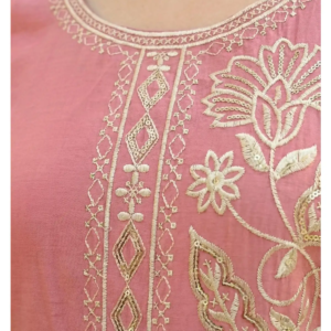 Roman Silk Suit Gold Handwork showing intricate floral thread embroidery